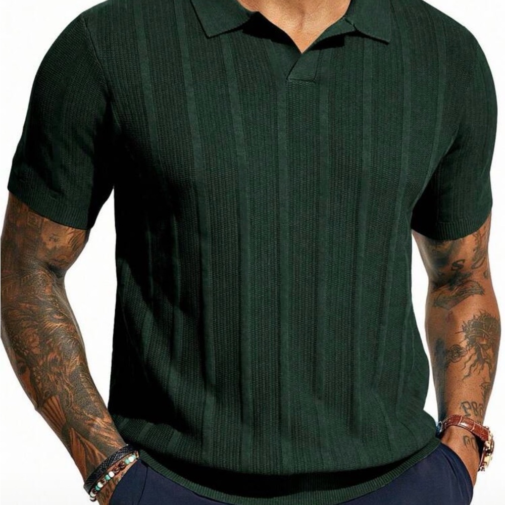 Forest Green Polo Shirt textured Men size Small NWOT Never worn